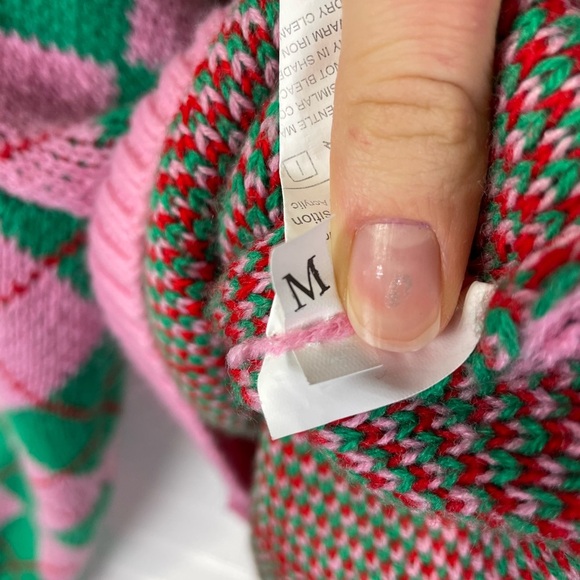 Pink and Green Girls Juniors Medium Sweater - Picture 2 of 5